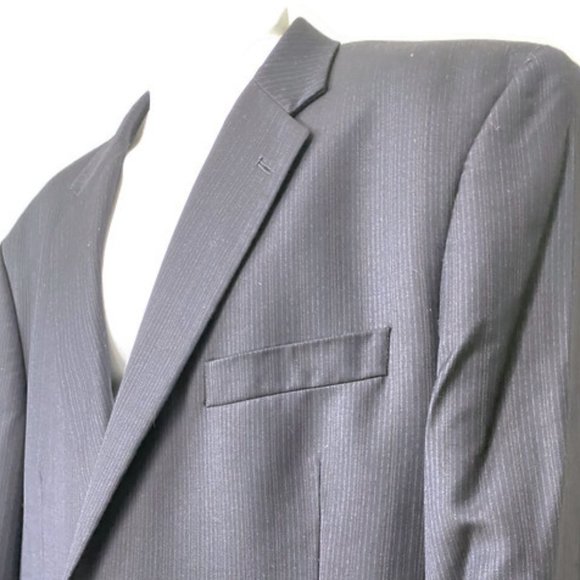 Adolfo International Men 100% Wool Blue Pinstriped Blazer Jacket Size 46R 40W - Picture 3 of 13